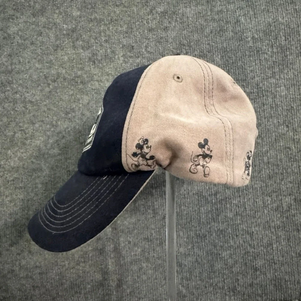 Disney Parks Mickey Through The Years Hat Navy Tan Adjustable Baseball Cap Mens
